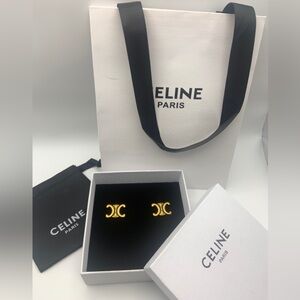 Celine Logo Earrings, (Stamped)